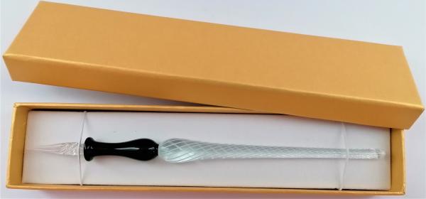 Tintenschreiber (Griff:schwarz/Schaft:transp.-weiße Streifen)